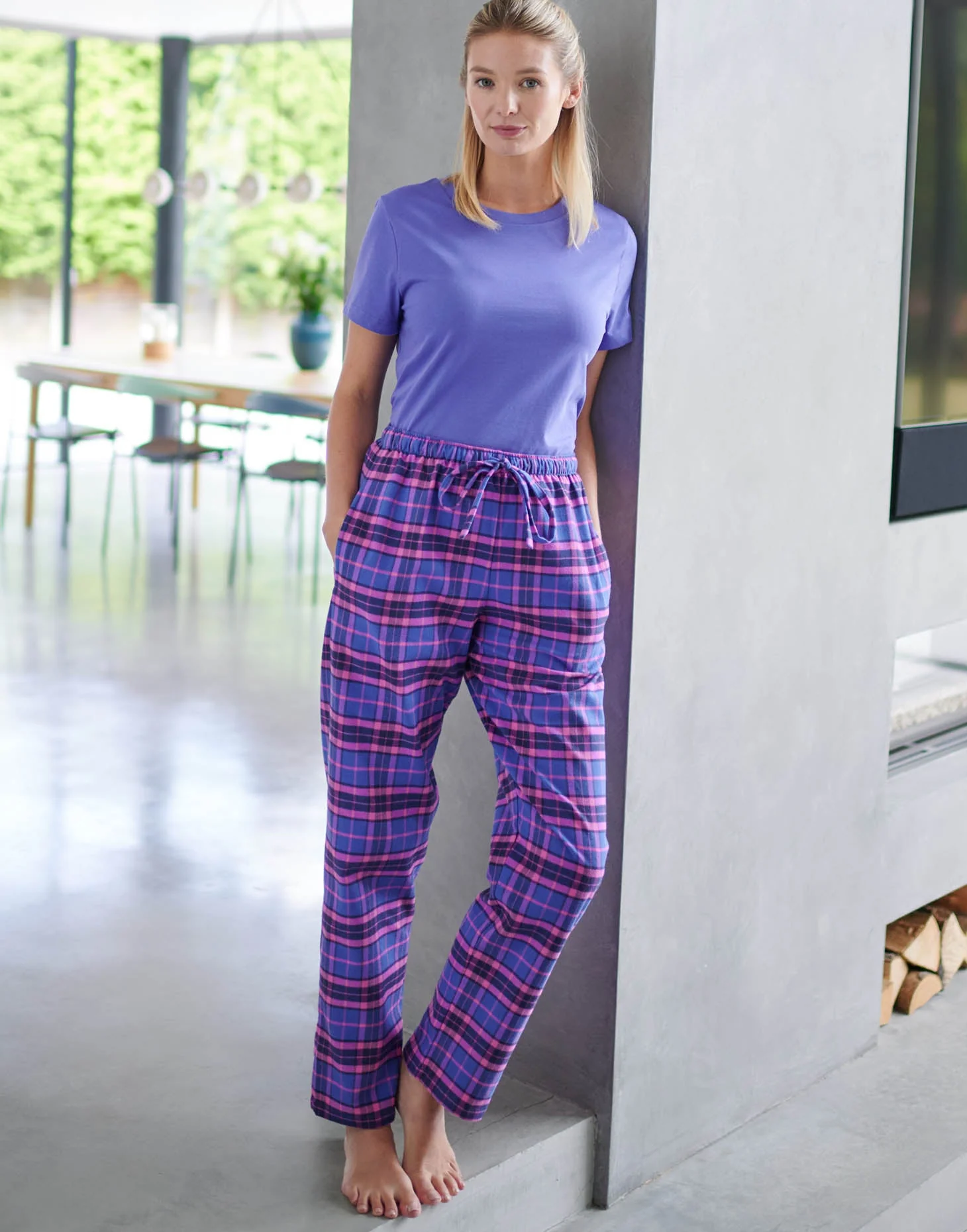 Women's Brushed Cotton Pyjama Trousers – Lomond Tartan - Image 2