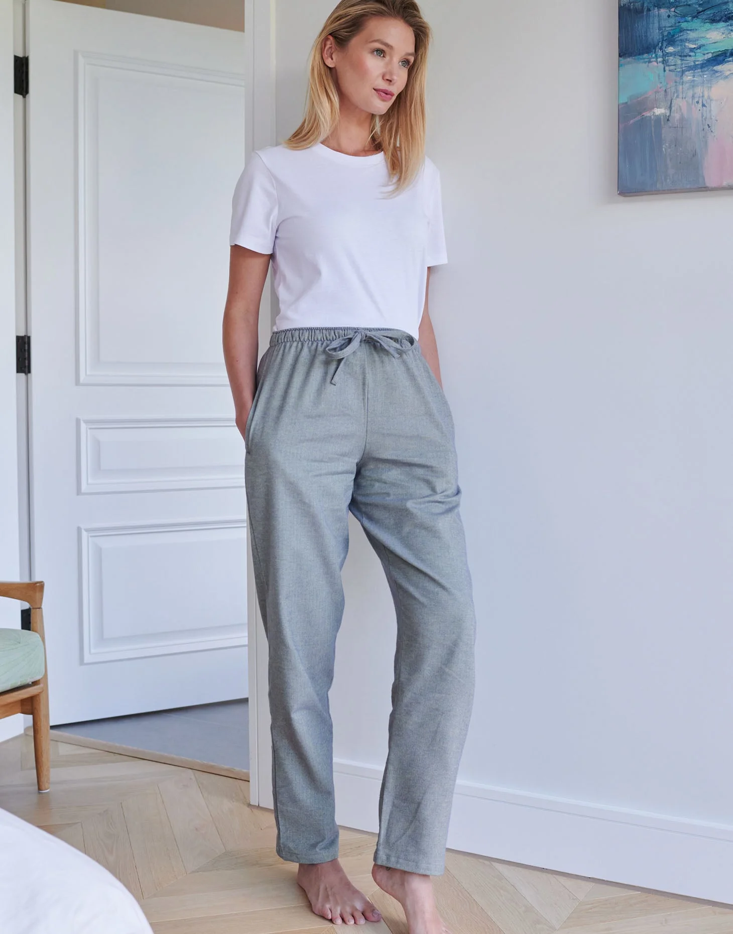 Women's Brushed Cotton Pyjama Trousers – Orkney Herringbone - Image 2