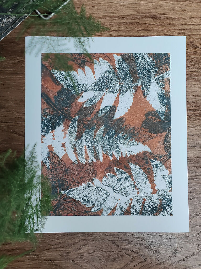 Woodland Gelli Print Art Giclee Print in Rusty Orange - Image 2