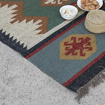 Wool and Jute Kilim Rug - Image 4