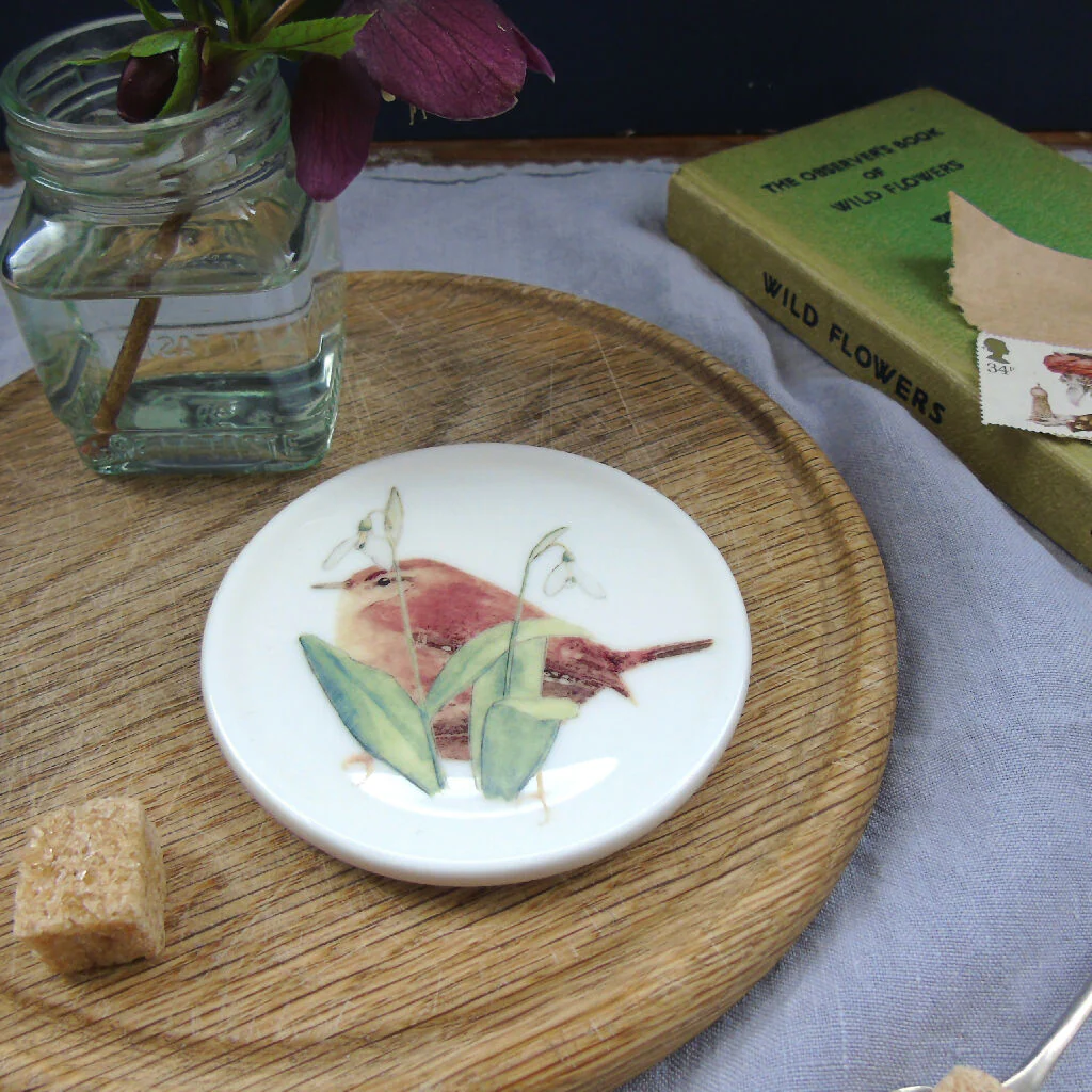 Wren and Snowdrops Fine Bone China Coaster - Image 4