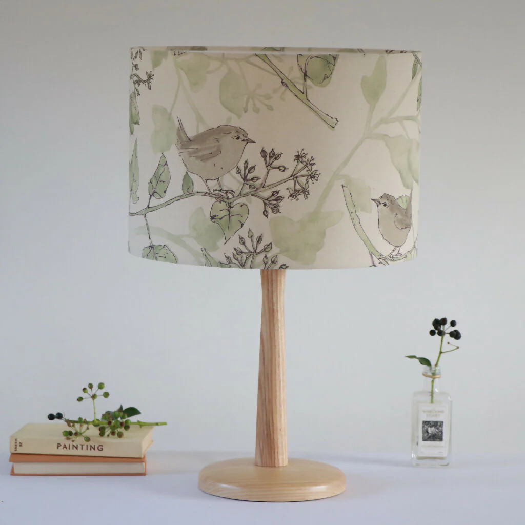 Wrens in the Ivy Organic Fabric Lampshade - Image 8