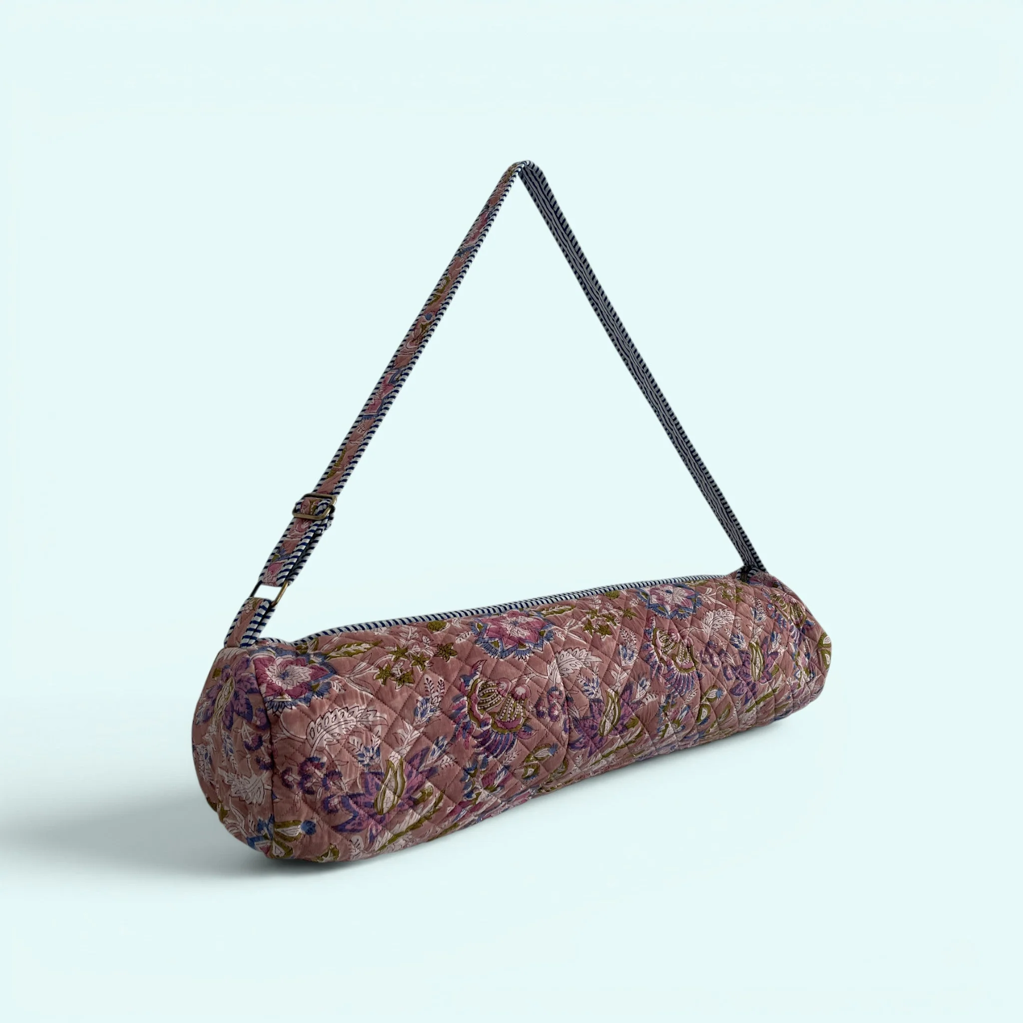 Yoga Mat Bag | Brown, Blue and Lilac Floral Print - Image 3