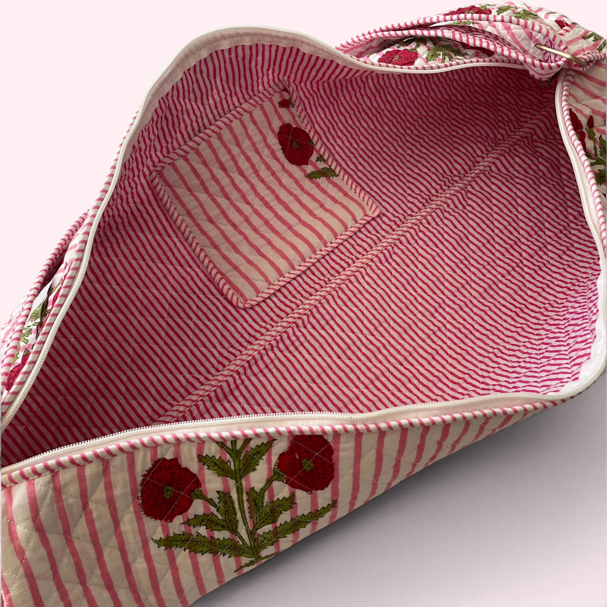 Yoga Mat Bag | Pink Stripe and Flower Print - Image 4