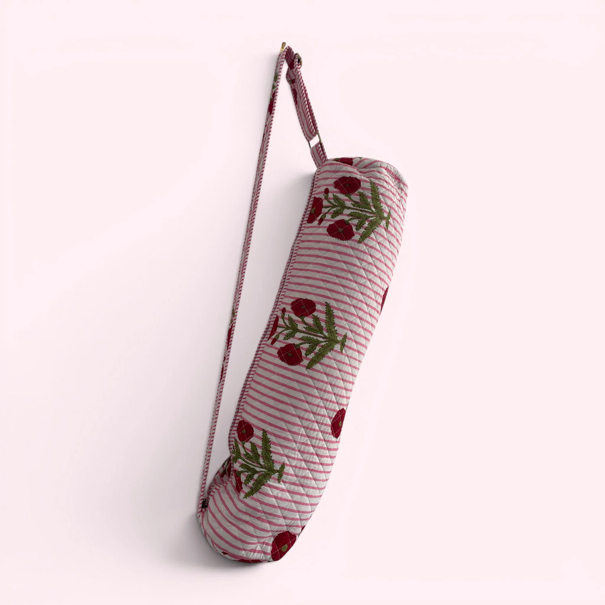 Yoga Mat Bag | Pink Stripe and Flower Print - Image 5
